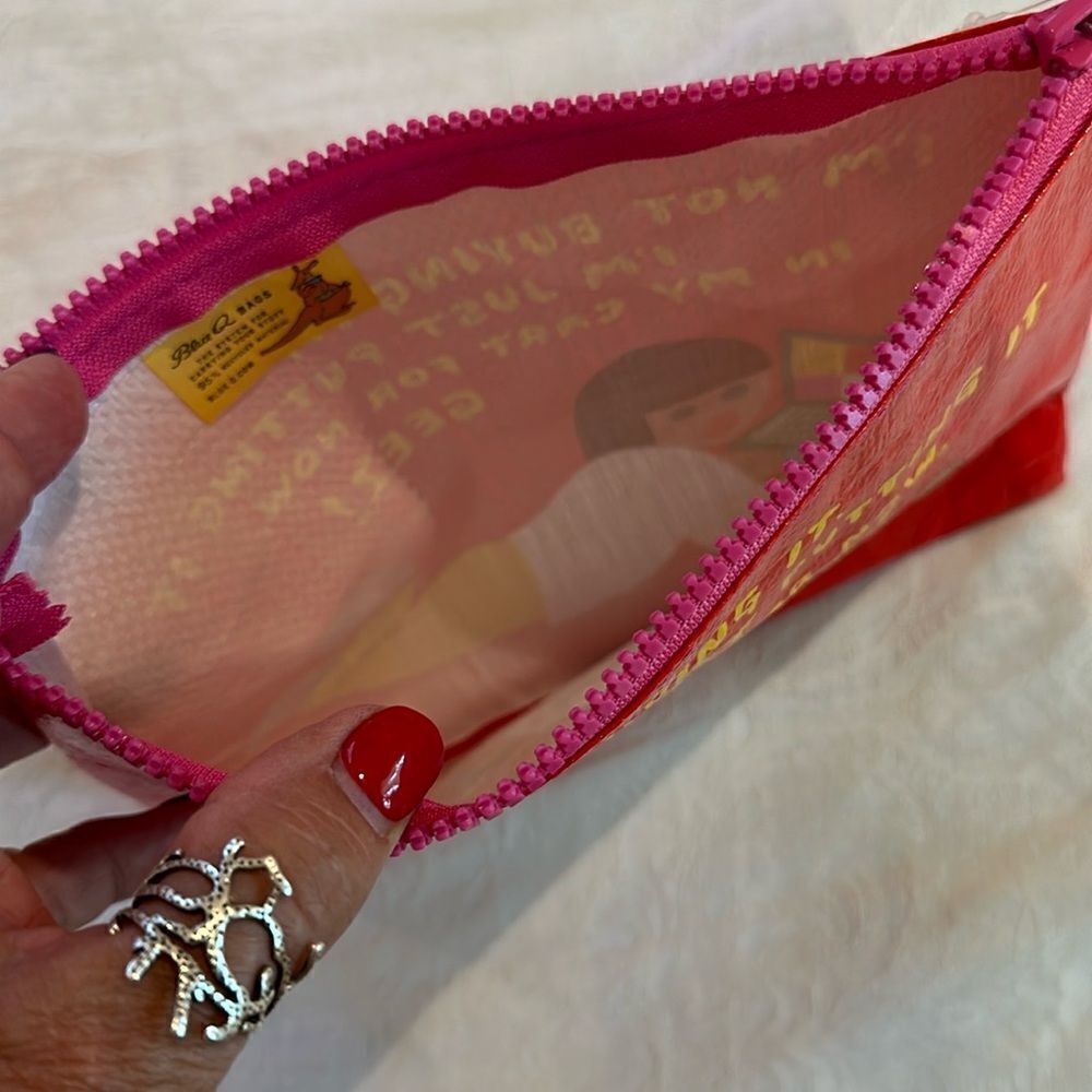 Blue Q Zipper Pouch Recycled Plastic Just Shopping Buying Retro - Picture 3 of 7